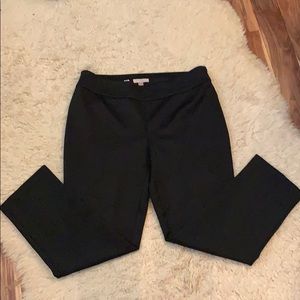 Black, satin-like ankle pants